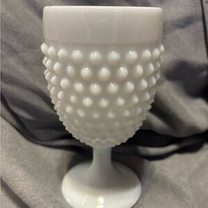 Fenton White Hobnail Goblet